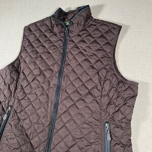 Eddie Bauer Women XL Premium Goose Down Quilted Vest Brown Gorpcore